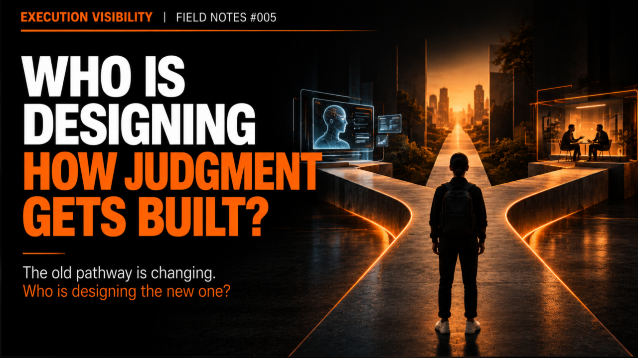 Execution Visibility Field Notes #005 — Who is designing how judgment gets built? The old pathway is changing. Who is designing the new one?